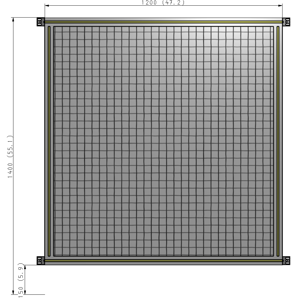 A4-1400-1200-0150-HYMZK SINGLE PANEL-NO LEGS WITH HINGES 1400MM X 1200MM  1" MESH, AS A KIT
