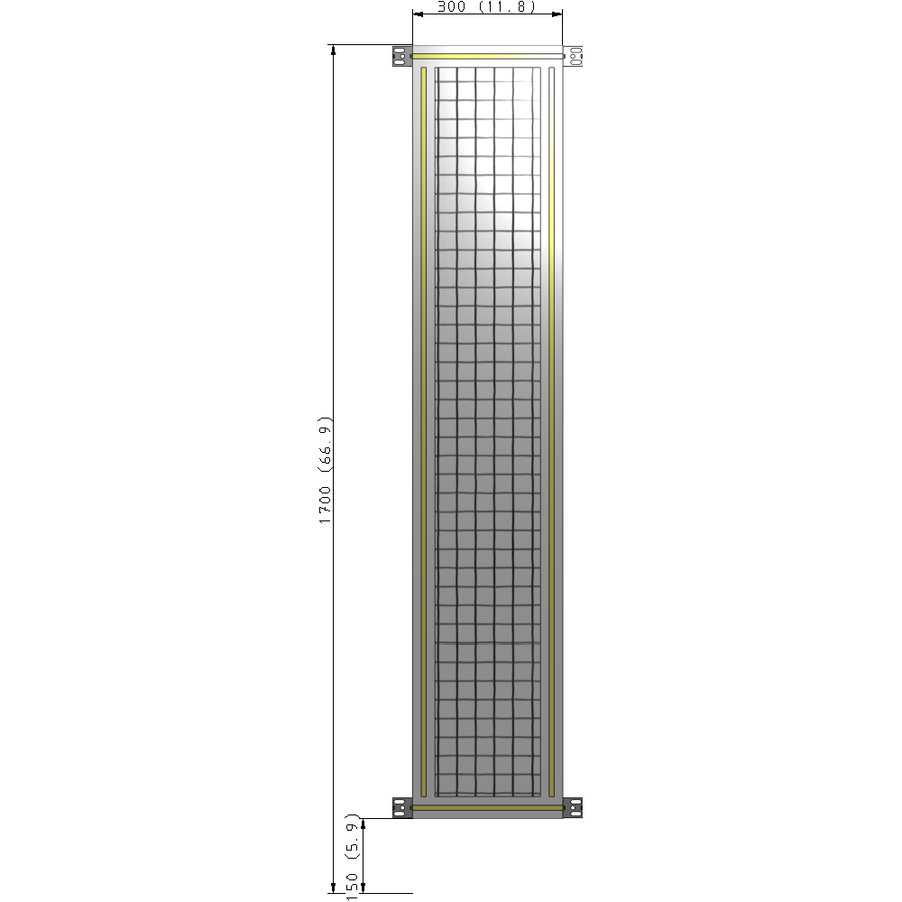 A4-1700-0300-0150-HYMZK SINGLE PANEL-NO LEGS WITH HINGES 1700MM X 300MM  1" MESH, AS A KIT
