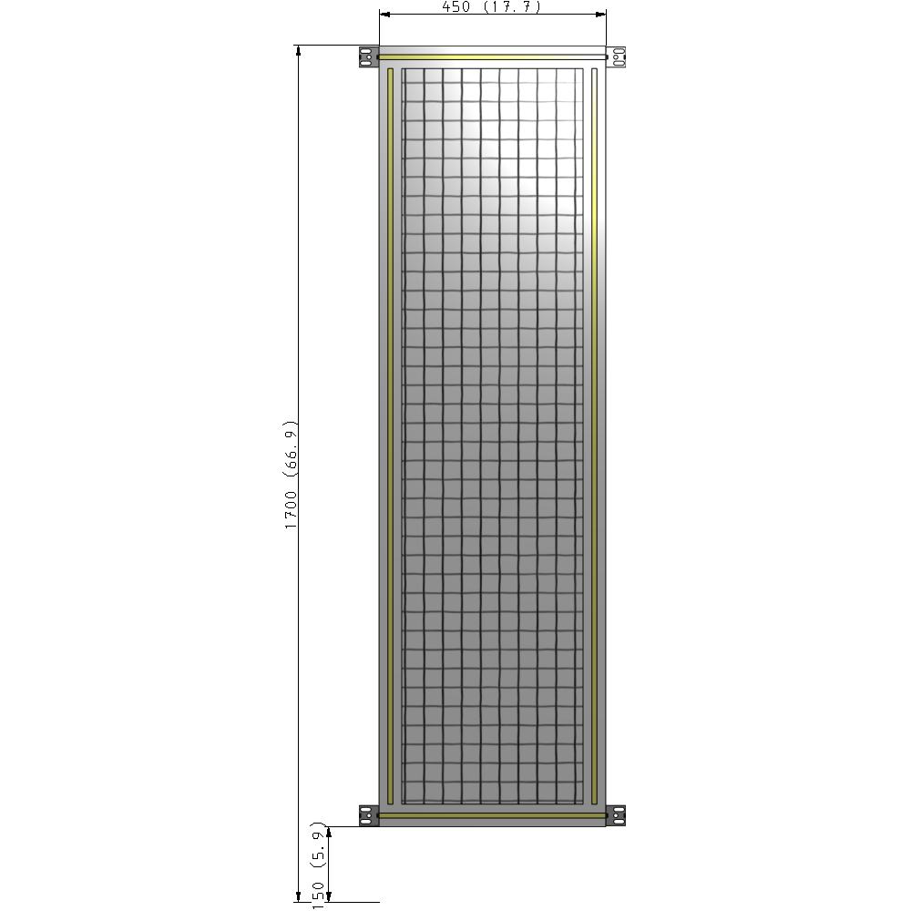A4-1700-0450-0150-HYMZA SINGLE PANEL-NO LEGS WITH HINGES 1700MM X 450MM  1" MESH, FULLY ASSEMBLED