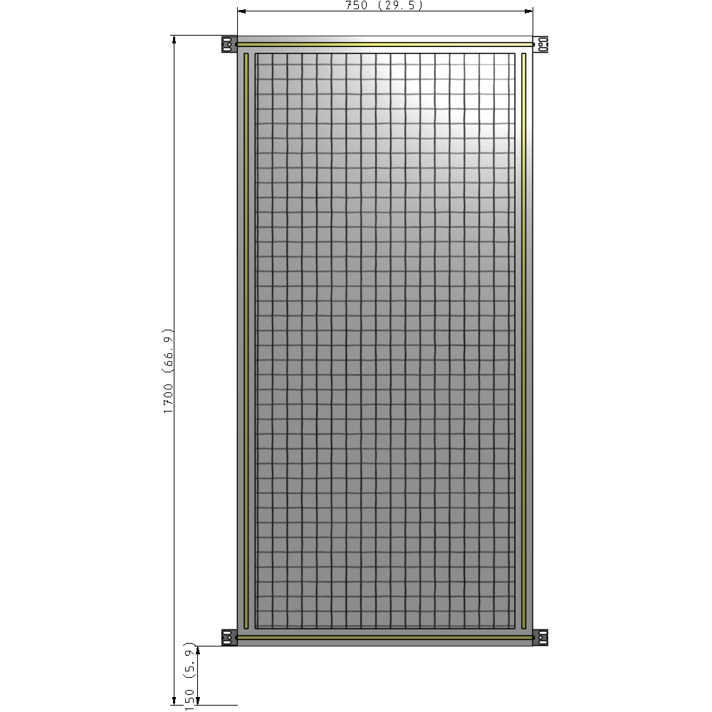 A4-1700-0750-0150-HYMZK SINGLE PANEL-NO LEGS WITH HINGES 1700MM X 750MM  1" MESH, AS A KIT