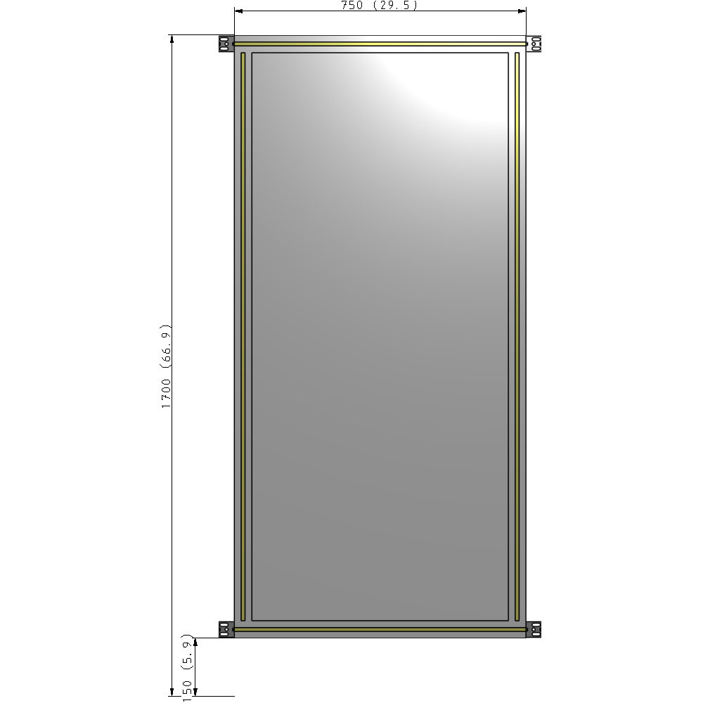 A4-1700-0750-0150-HYPZK SINGLE PANEL-NO LEGS WITH HINGES 1700MM X 750MM  1/4" POLYCARBONATE, AS A KIT