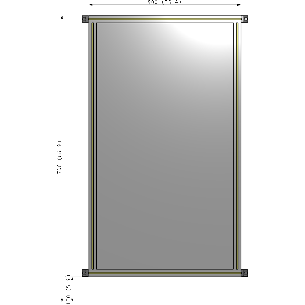 A4-1700-0900-0150-HYPZK SINGLE PANEL-NO LEGS WITH HINGES 1700MM X 900MM  1/4" POLYCARBONATE, AS A KIT
