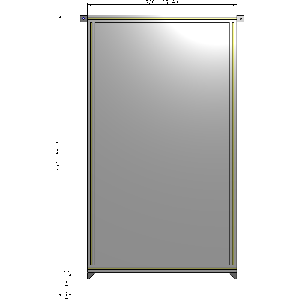 A4-1700-0900-0150-TYPZK SINGLE PANEL-NO LEGS WITH TIE PLATES AND ANGLE 1700MM X 900MM  1/4" POLYCARBONATE, AS A KIT