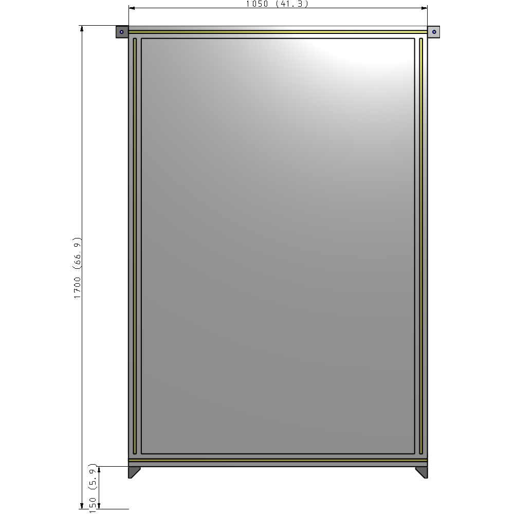 A4-1700-1050-0150-TYPZA SINGLE PANEL-NO LEGS WITH TIE PLATES AND ANGLE 1700MM X 1050MM  1/4" POLYCARBONATE, ASSEMBLED
