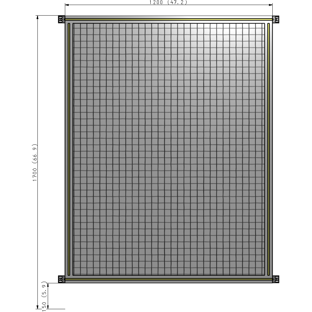 A4-1700-1200-0150-HYMZA SINGLE PANEL-NO LEGS WITH HINGES 1700MM X 1200MM  1" MESH, FULLY ASSEMBLED