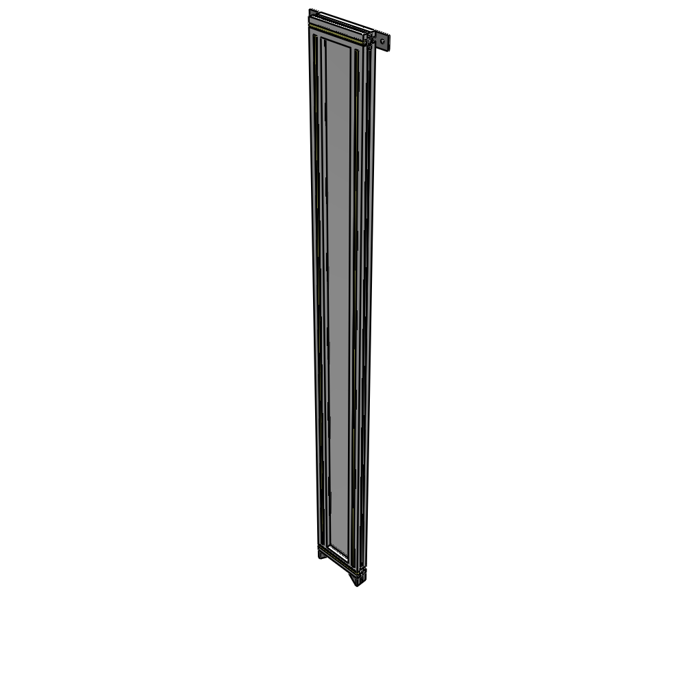 A4-2135-0200-0150-TYPZA SINGLE PANEL-NO LEGS WITH TIE PLATES AND ANGLE 2135MM X 200MM  1/4" POLYCARBONATE, ASSEMBLED