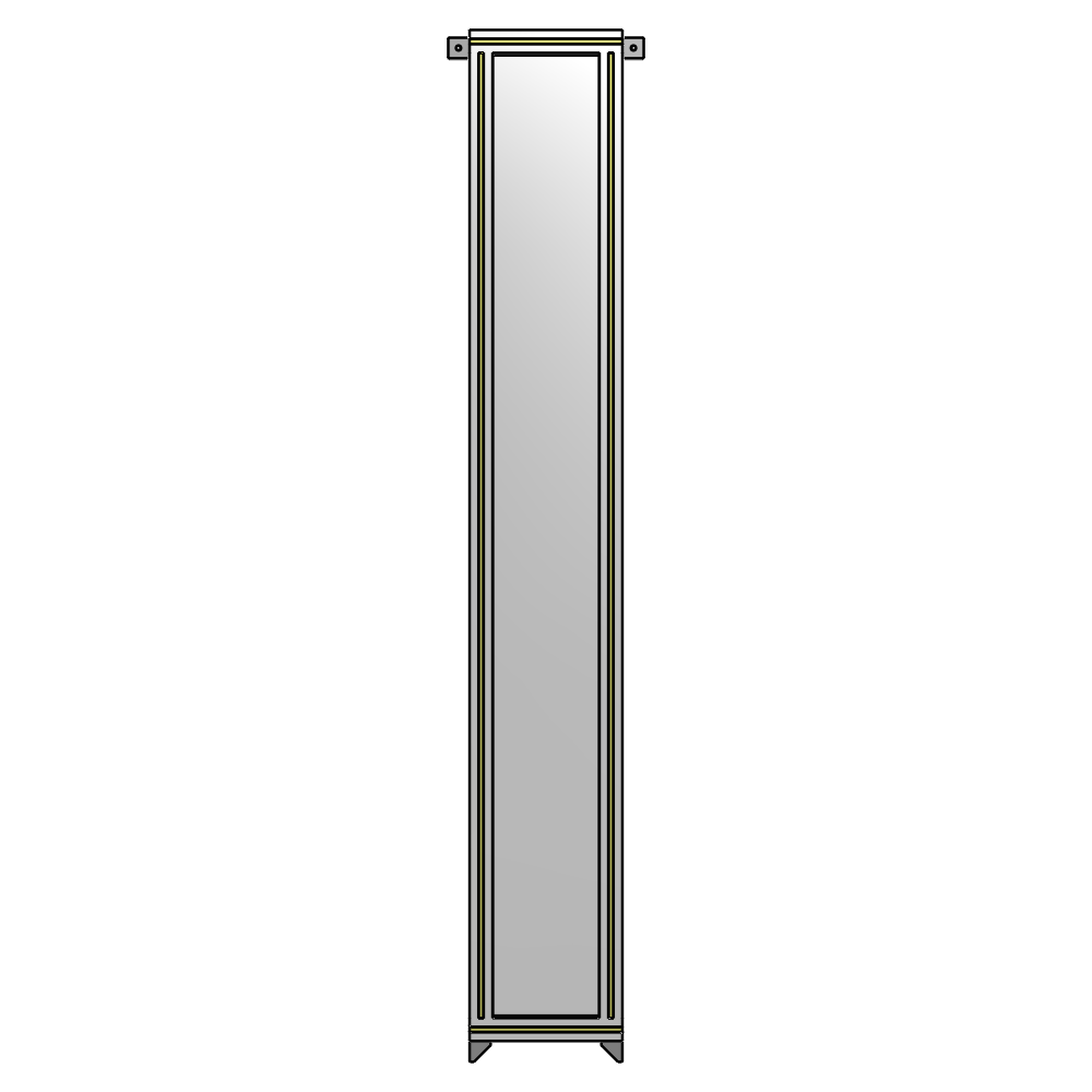 A4-2135-0300-0150-TYPZA SINGLE PANEL-NO LEGS WITH TIE PLATES AND ANGLE 2135MM X 300MM  1/4" POLYCARBONATE, ASSEMBLED