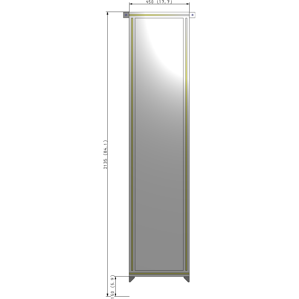 A4-2135-0450-0150-TYPZK SINGLE PANEL-NO LEGS WITH TIE PLATES AND ANGLE 2135MM X 450MM  1/4" POLYCARBONATE, AS A KIT