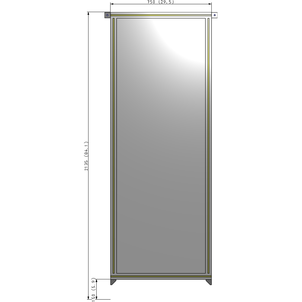 A4-2135-0750-0150-TYPZK SINGLE PANEL-NO LEGS WITH TIE PLATES AND ANGLE 2135MM X 750MM  1/4" POLYCARBONATE, AS A KIT