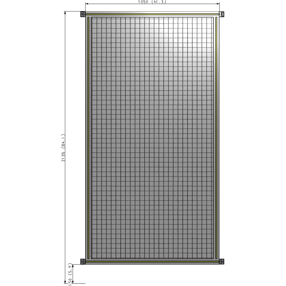 A4-2135-1050-0150-HYMZK SINGLE PANEL-NO LEGS WITH HINGES 2135MM X 1050MM  1" MESH, AS A KIT