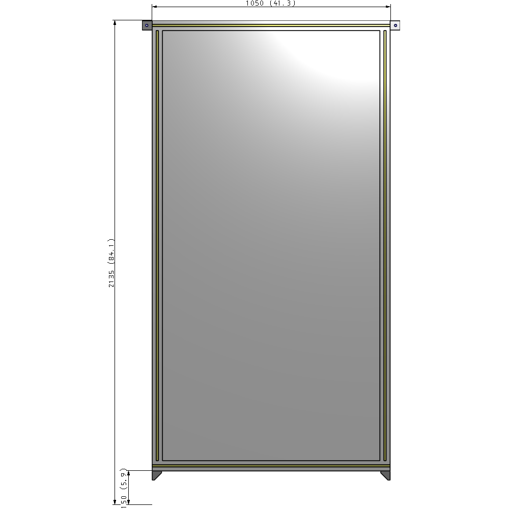A4-2135-1050-0150-TYPZA SINGLE PANEL-NO LEGS WITH TIE PLATES AND ANGLE 2135MM X 1050MM  1/4" POLYCARBONATE, ASSEMBLED