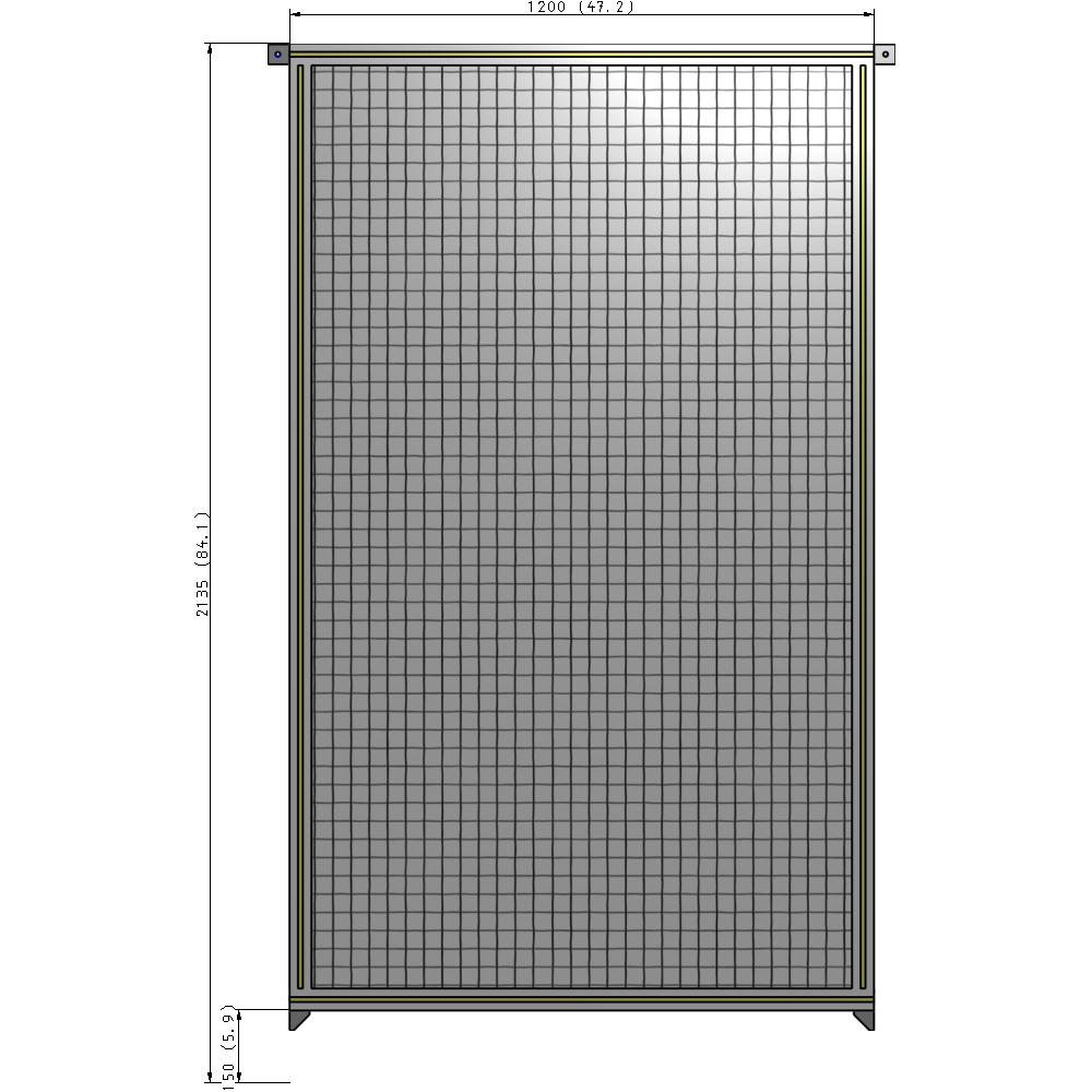 A4-2135-1200-0150-TYMZK SINGLE PANEL-NO LEGS WITH TIE PLATES AND ANGLE 2135MM X 1200MM  1" MESH, AS A KIT