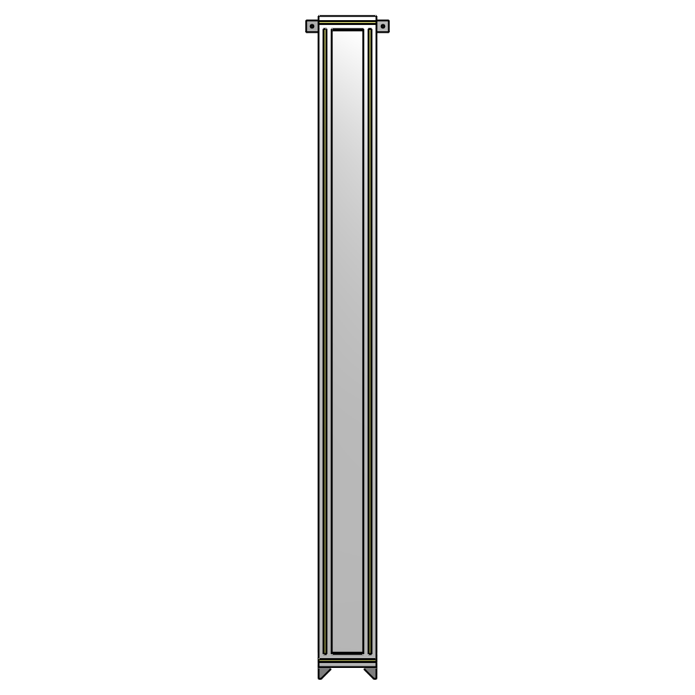 A4-2400-0200-0150-TYPZA SINGLE PANEL-NO LEGS WITH TIE PLATES AND ANGLE 2400MM X 200MM  1/4" POLYCARBONATE, ASSEMBLED