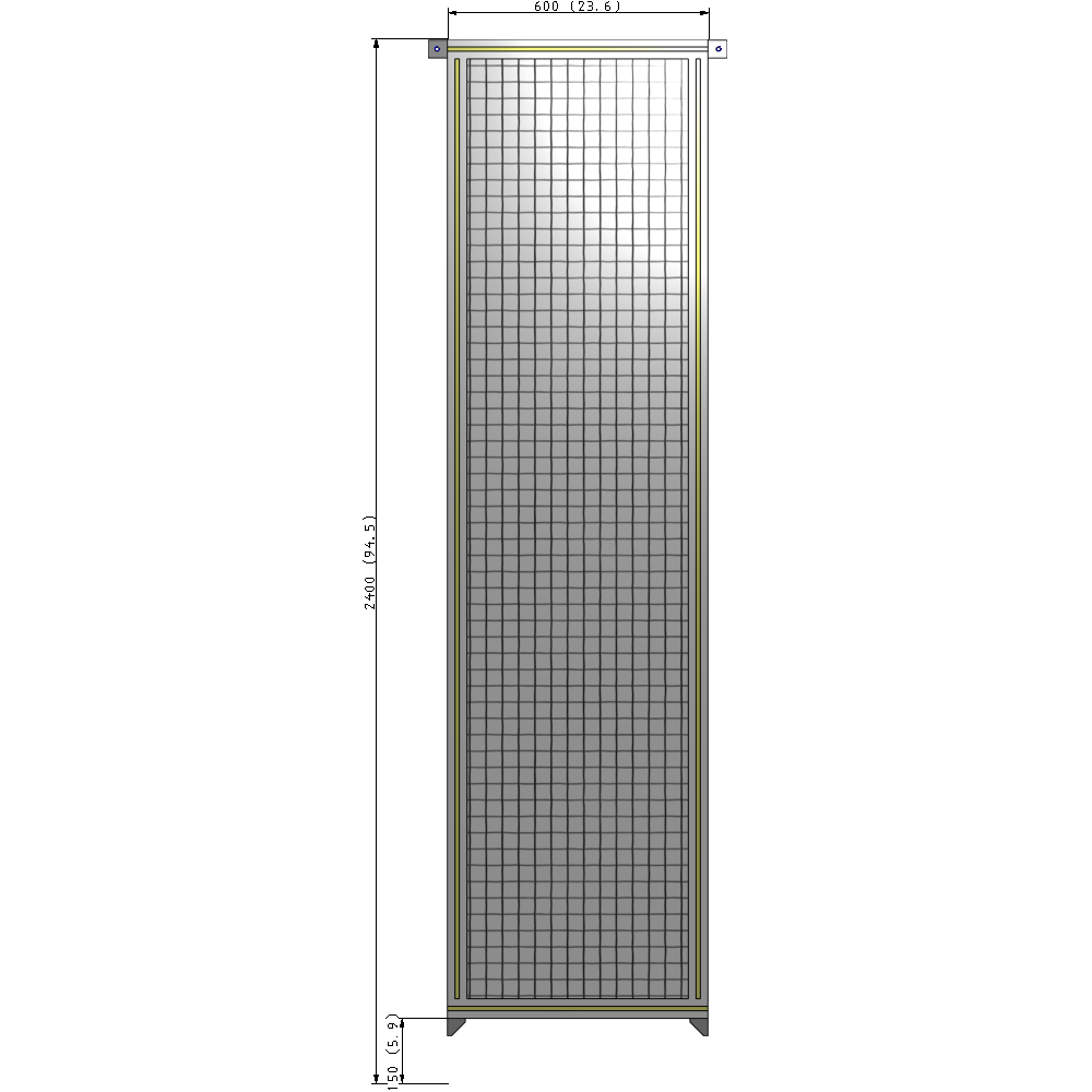 A4-2400-0600-0150-TYMZK SINGLE PANEL-NO LEGS WITH TIE PLATES AND ANGLE 2400MM X 600MM  1" MESH, AS A KIT