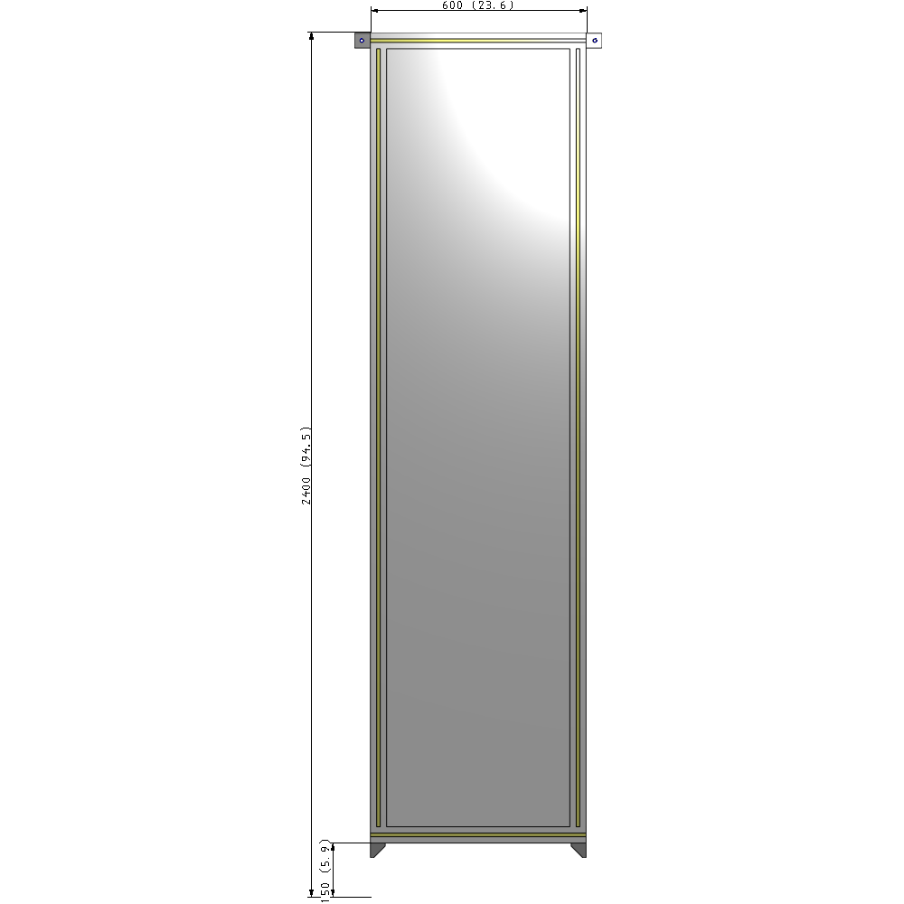 A4-2400-0600-0150-TYPZK SINGLE PANEL-NO LEGS WITH TIE PLATES AND ANGLE 2400MM X 600MM  1/4" POLYCARBONATE, AS A KIT