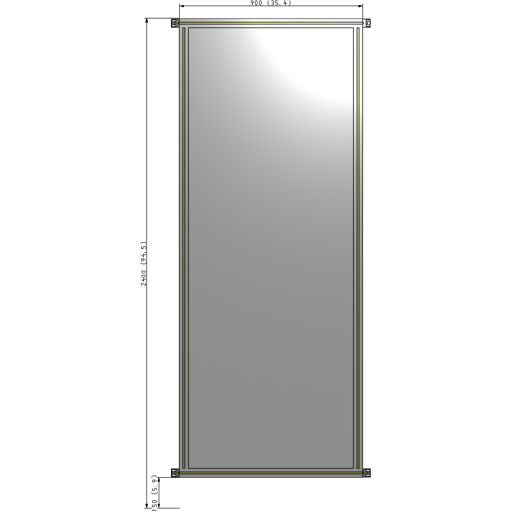 A4-2400-0900-0150-HYPZA SINGLE PANEL-NO LEGS WITH HINGES 2400MM X 900MM  1/4" POLYCARBONATE, FULLY ASSEMBLED
