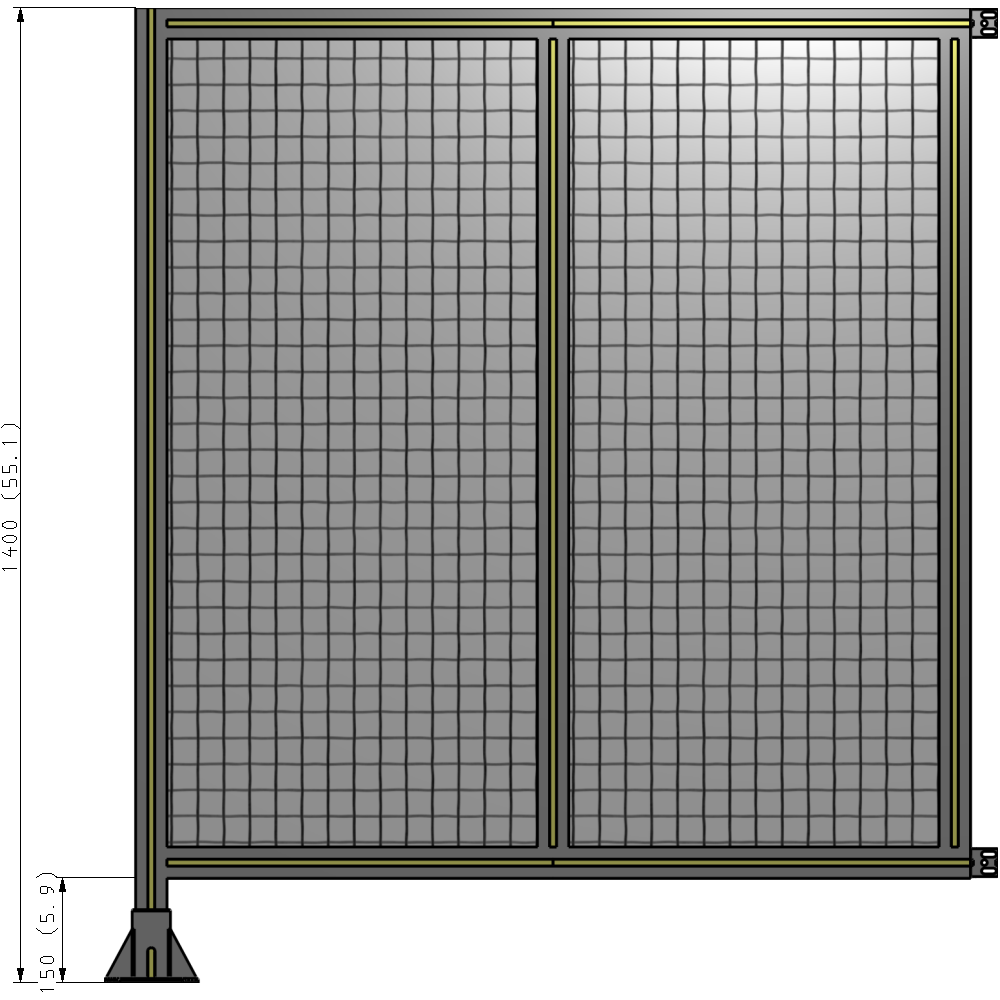 B1-1400-1200-0150-HYMFA DOUBLE PANEL-LEG ON LEFT, HINGE ON RIGHT 1400MM X 1200MM  1" MESH, FULLY ASSEMBLED