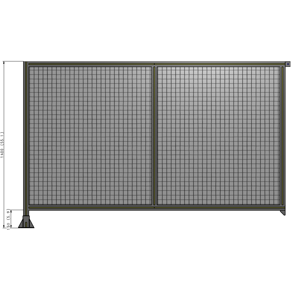 B1-1400-2200-0150-TYMFK DOUBLE PANEL-LEG ON LEFT, TIE PLATE AND ANGLE ON RIGHT 1400MM X 2200MM  1" MESH, FULLY ASSEMBLED