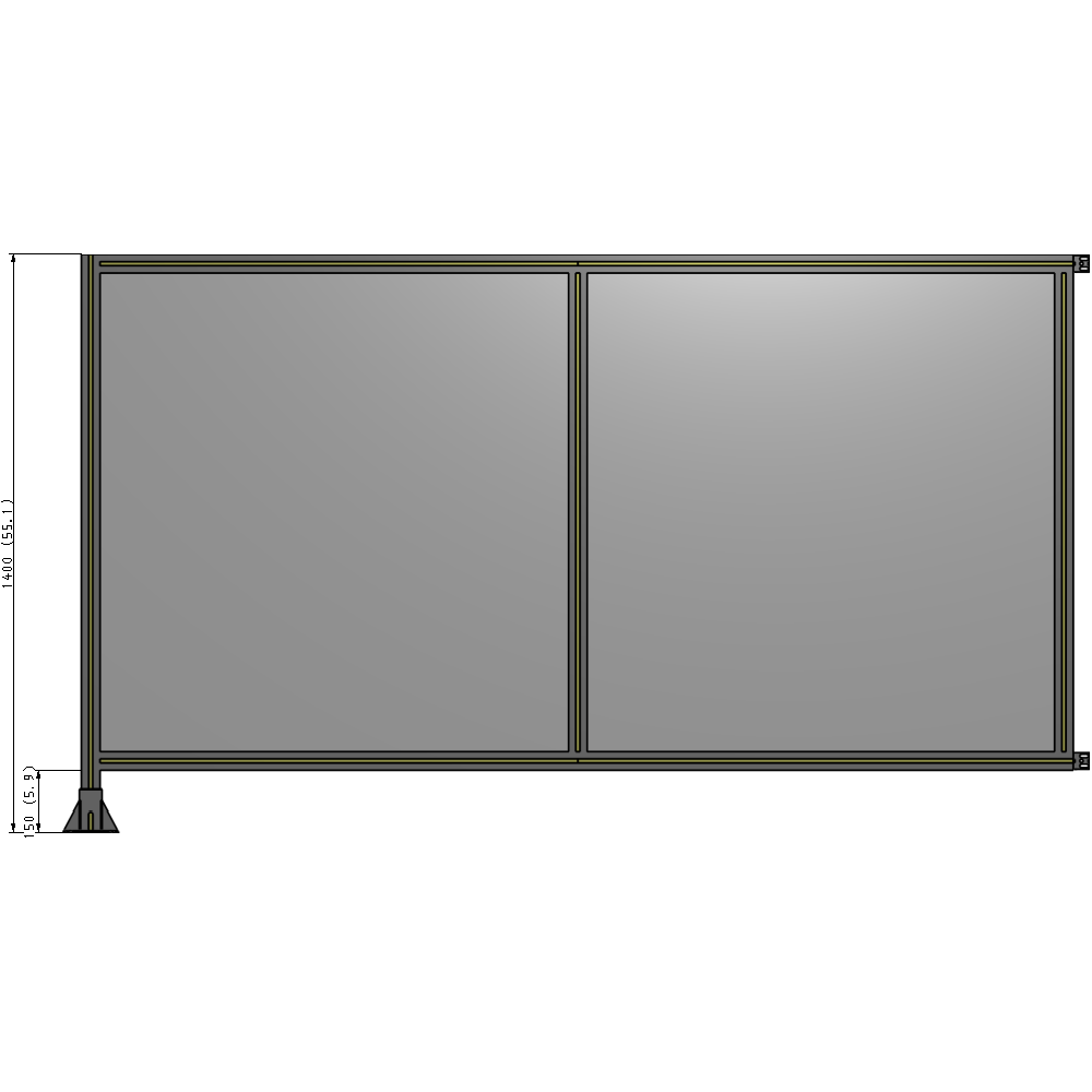 B1-1400-2400-0150-HYPFK DOUBLE PANEL-LEG ON LEFT, HINGE ON RIGHT 1400MM X 2400MM  1/4" POLYCARB, ASSEMBLED
