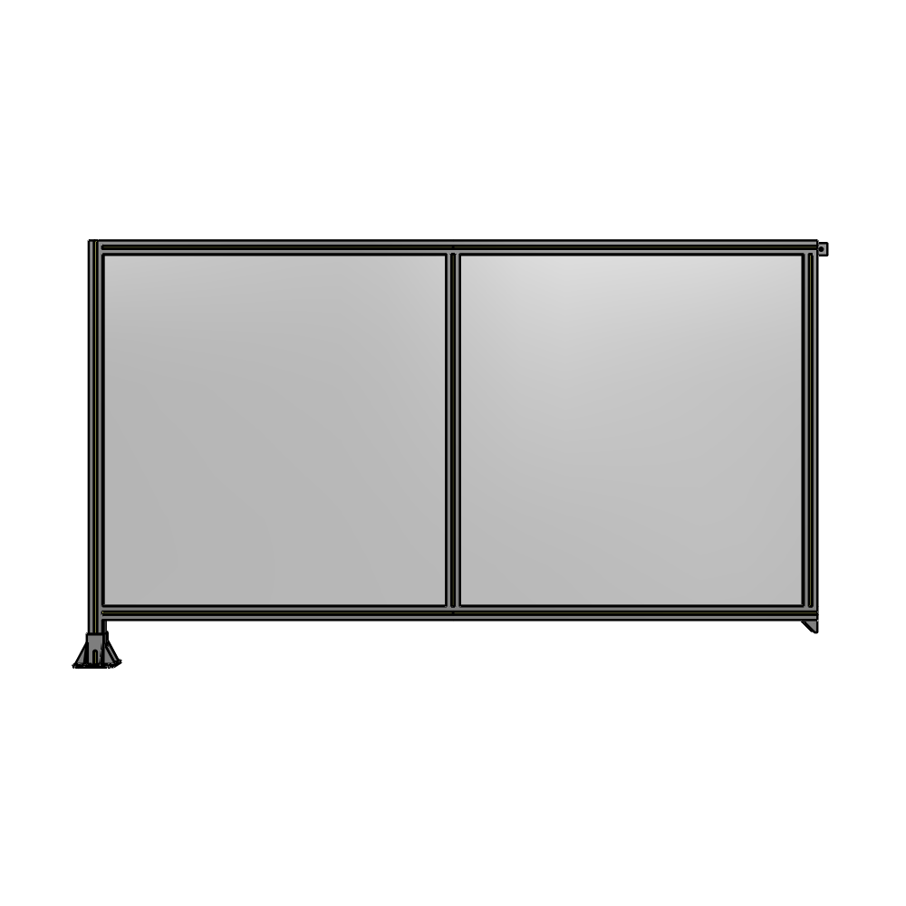 B1-1400-2400-0150-TYPFK DOUBLE PANEL-LEG ON LEFT, TIE PLATE AND ANGLE ON RIGHT 1400MM X 2400MM  1/4" POLYCARB, ASSEMBLED