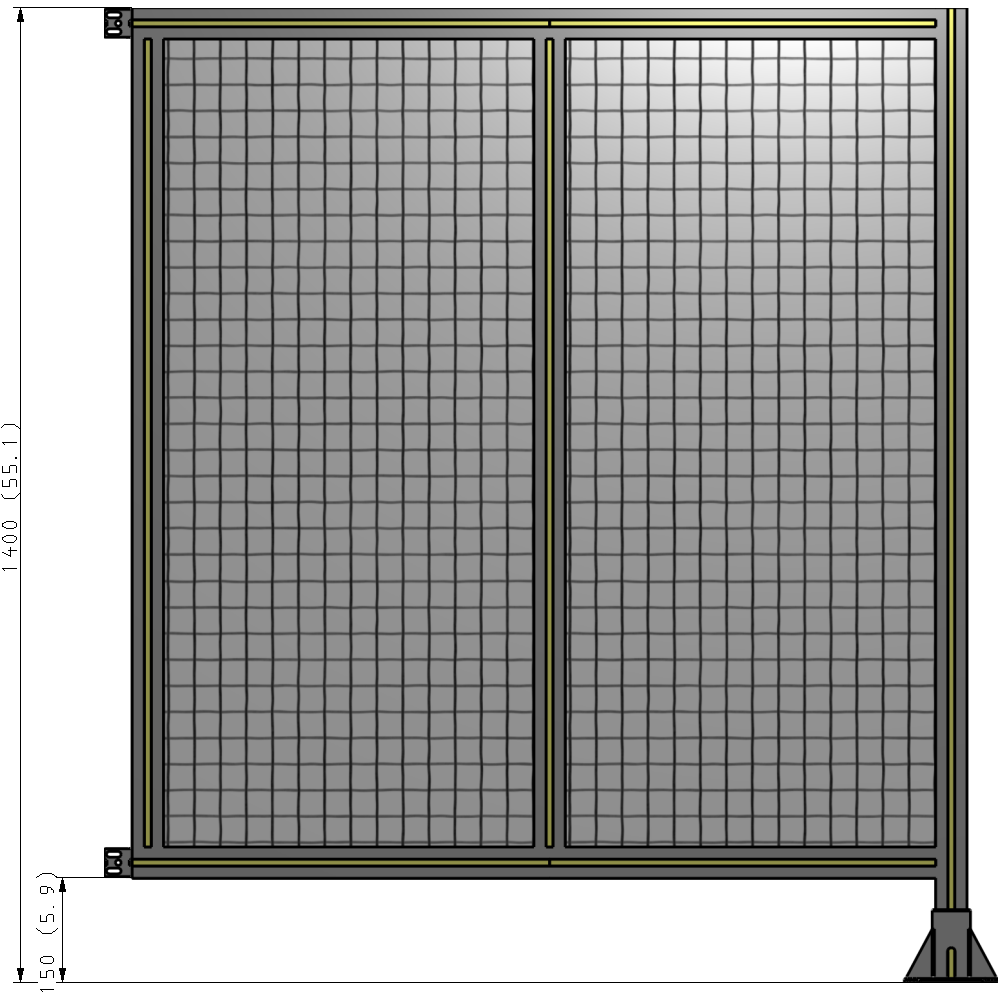 B2-1400-1200-0150-HYMFA DOUBLE PANEL-LEG ON RIGHT, HINGE ON LEFT 1400MM X 1200MM  1" MESH, FULLY ASSEMBLED