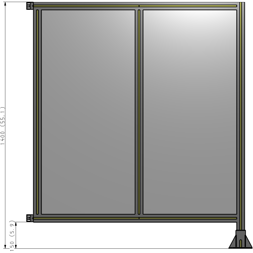 B2-1400-1200-0150-HYPFK DOUBLE PANEL-LEG ON RIGHT, HINGE ON LEFT 1400MM X 1200MM  1/4" POLYCARBONATE, AS A KIT