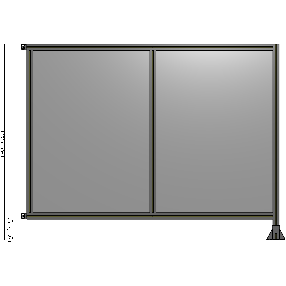B2-1400-1800-0150-HYPFA DOUBLE PANEL-LEG ON RIGHT, HINGE ON LEFT 1400MM X 1800MM  1/4" POLYCARB, ASSEMBLED
