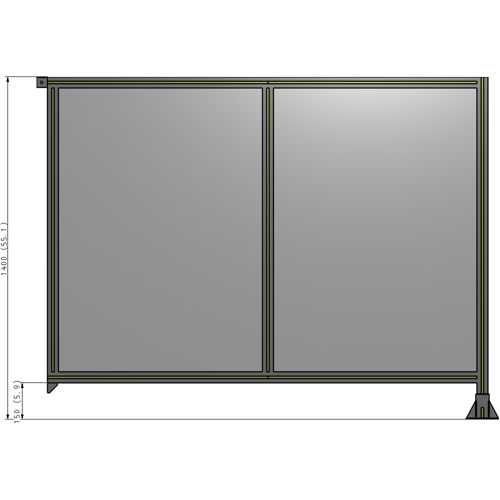 B2-1400-1800-0150-TYPFA DOUBLE PANEL-LEG ON RIGHT, TIE PLATE AND ANGLE ON LEFT 1400MM X 1800MM  1/4" POLYCARB, ASSEMBLED