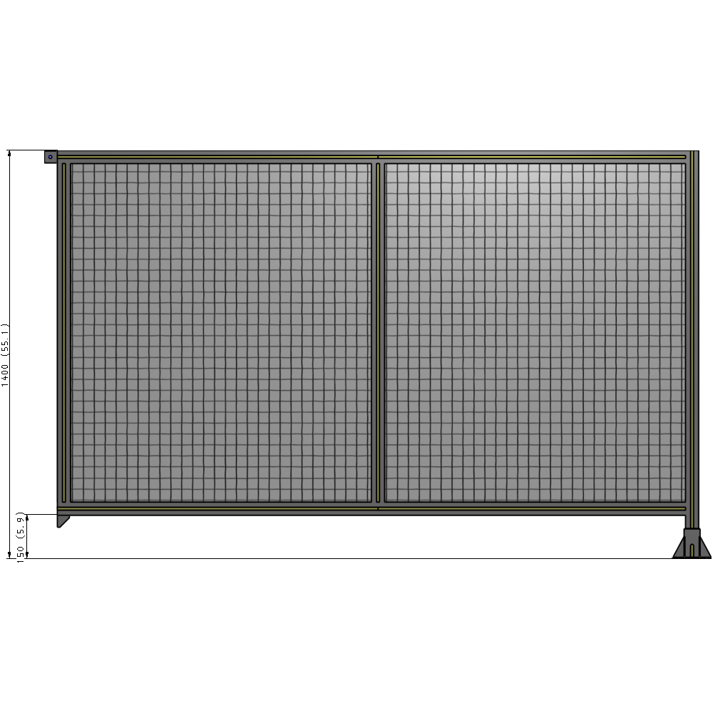 B2-1400-2200-0150-TYMFA DOUBLE PANEL-LEG ON RIGHT, TIE PLATE AND ANGLE ON LEFT 1400MM X 2200MM  1" MESH, AS A KIT