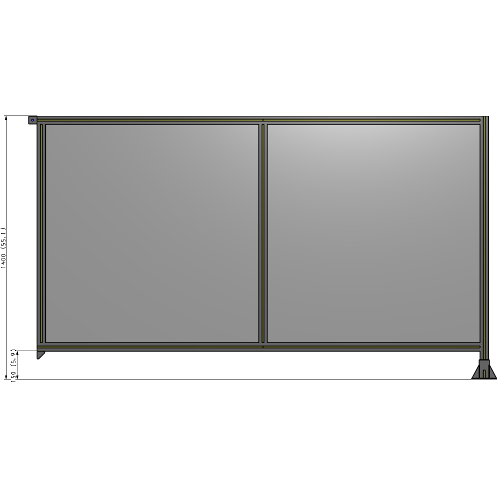 B2-1400-2400-0150-TYPFA DOUBLE PANEL-LEG ON RIGHT, TIE PLATE AND ANGLE ON LEFT 1400MM X 2400MM  1/4" POLYCARBONATE, AS A KIT