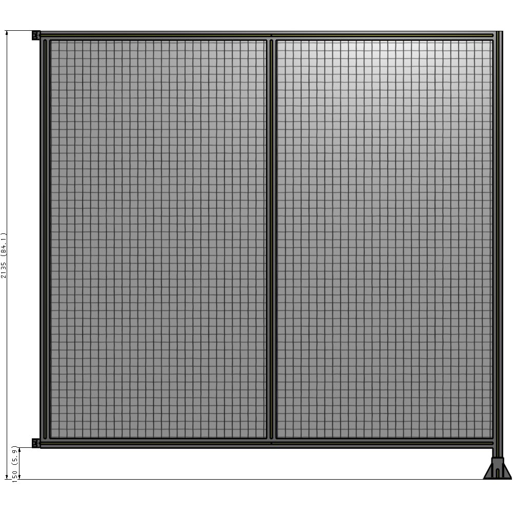 B2-2135-2200-0150-HYMFK DOUBLE PANEL-LEG ON RIGHT, HINGE ON LEFT 2135MM X  2200MM  1" MESH, FULLY ASSEMBLED