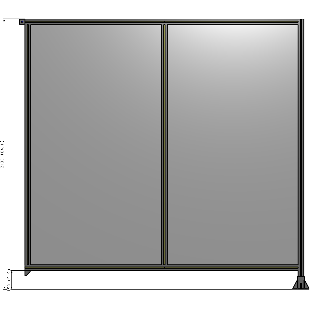 B2-2135-2200-0150-TYPFA DOUBLE PANEL-LEG ON RIGHT, TIE PLATE AND ANGLE ON LEFT 2135MM X  2200MM  1/4" POLYCARB, ASSEMBLED