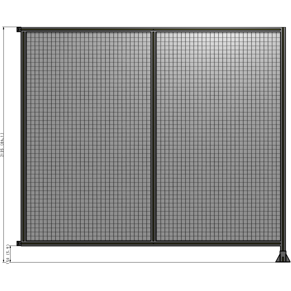 B2-2135-2400-0150-HYMFA DOUBLE PANEL-LEG ON RIGHT, HINGE ON LEFT 2135MM X 2400MM  1" MESH, FULLY ASSEMBLED