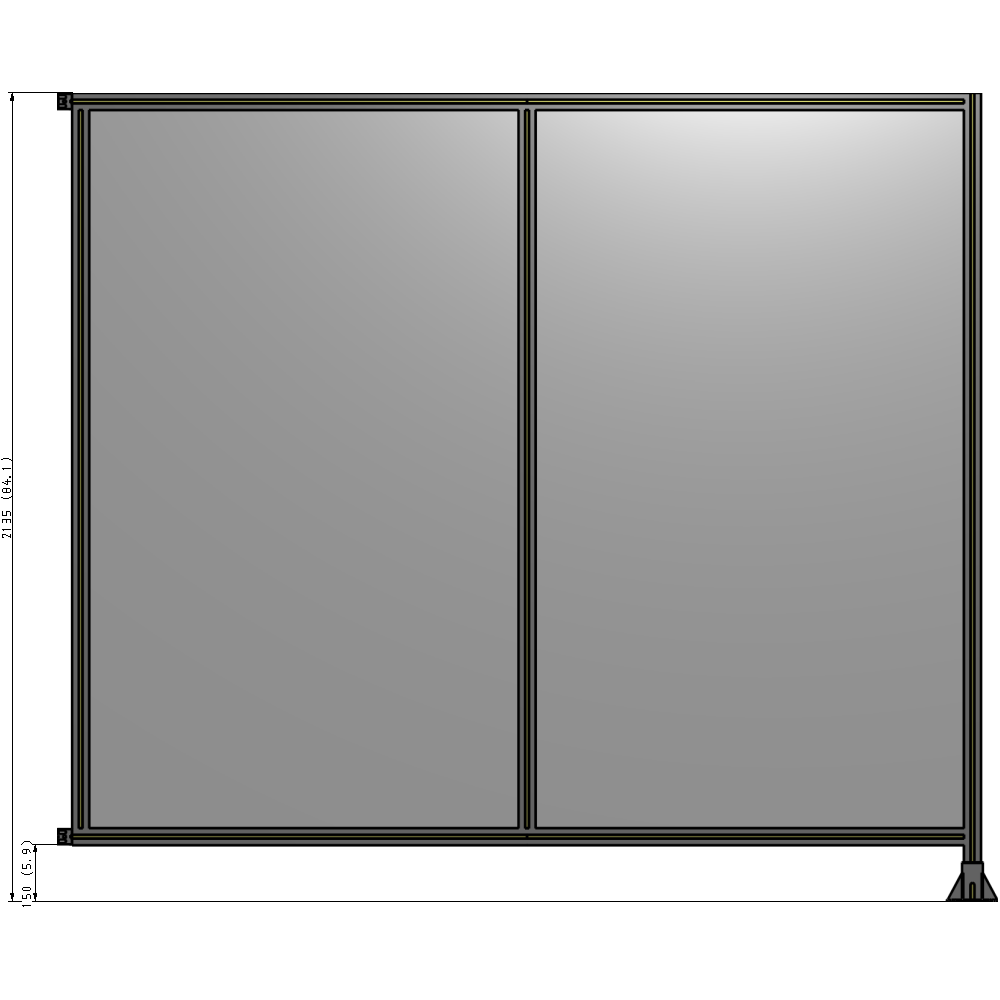 B2-2135-2400-0150-HYPFA DOUBLE PANEL-LEG ON RIGHT, HINGE ON LEFT 2135MM X 2400MM  1/4" POLYCARB, ASSEMBLED