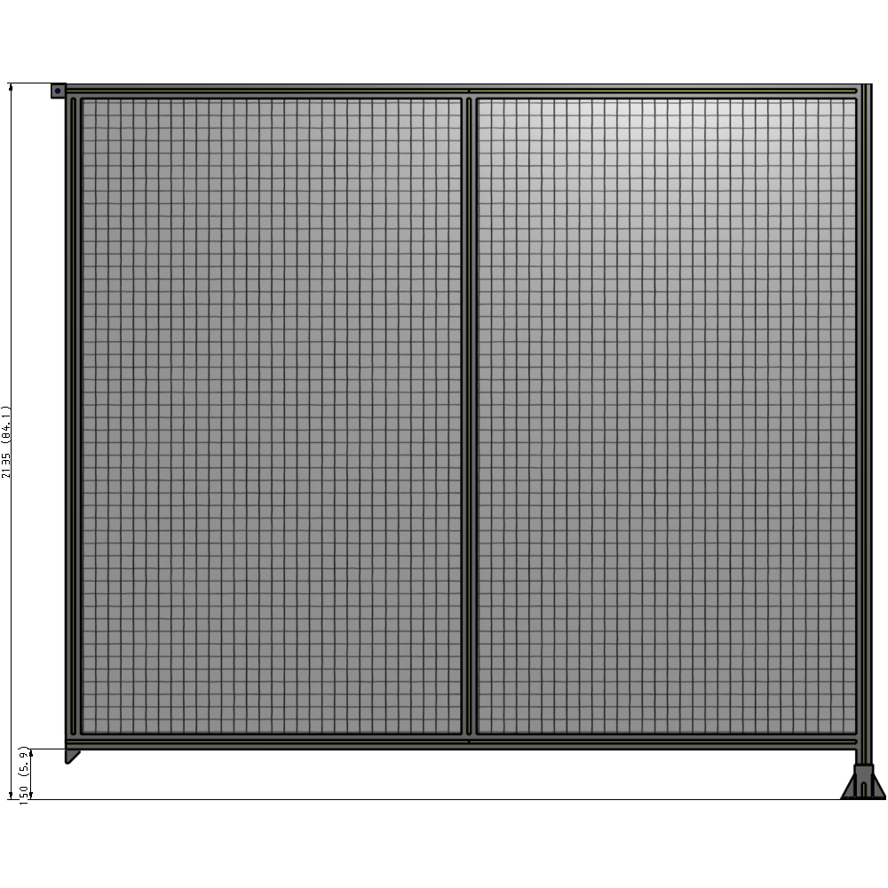 B2-2135-2400-0150-TYMFA DOUBLE PANEL-LEG ON RIGHT, TIE PLATE AND ANGLE ON LEFT 2135MM X 2400MM  1" MESH, FULLY ASSEMBLED