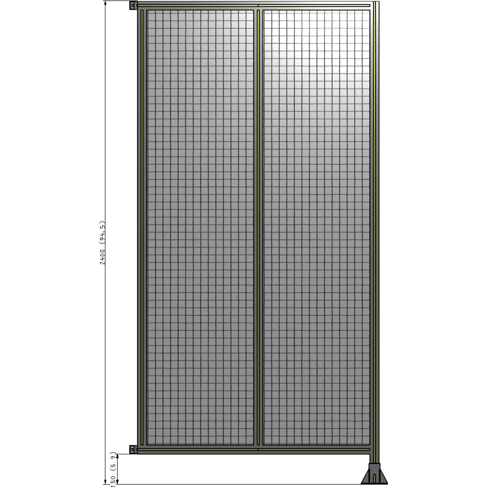 B2-2400-1200-0150-HYMFA DOUBLE PANEL-LEG ON RIGHT, HINGE ON LEFT 2400MM X 1200MM  1" MESH, FULLY ASSEMBLED