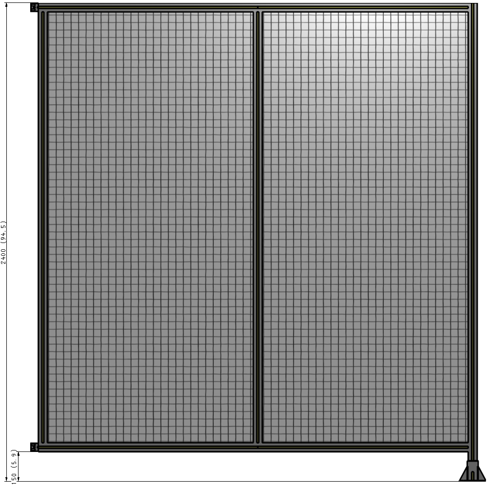 B2-2400-2200-0150-HYMFK DOUBLE PANEL-LEG ON RIGHT, HINGE ON LEFT 2400MM X 2200MM  1" MESH, FULLY ASSEMBLED