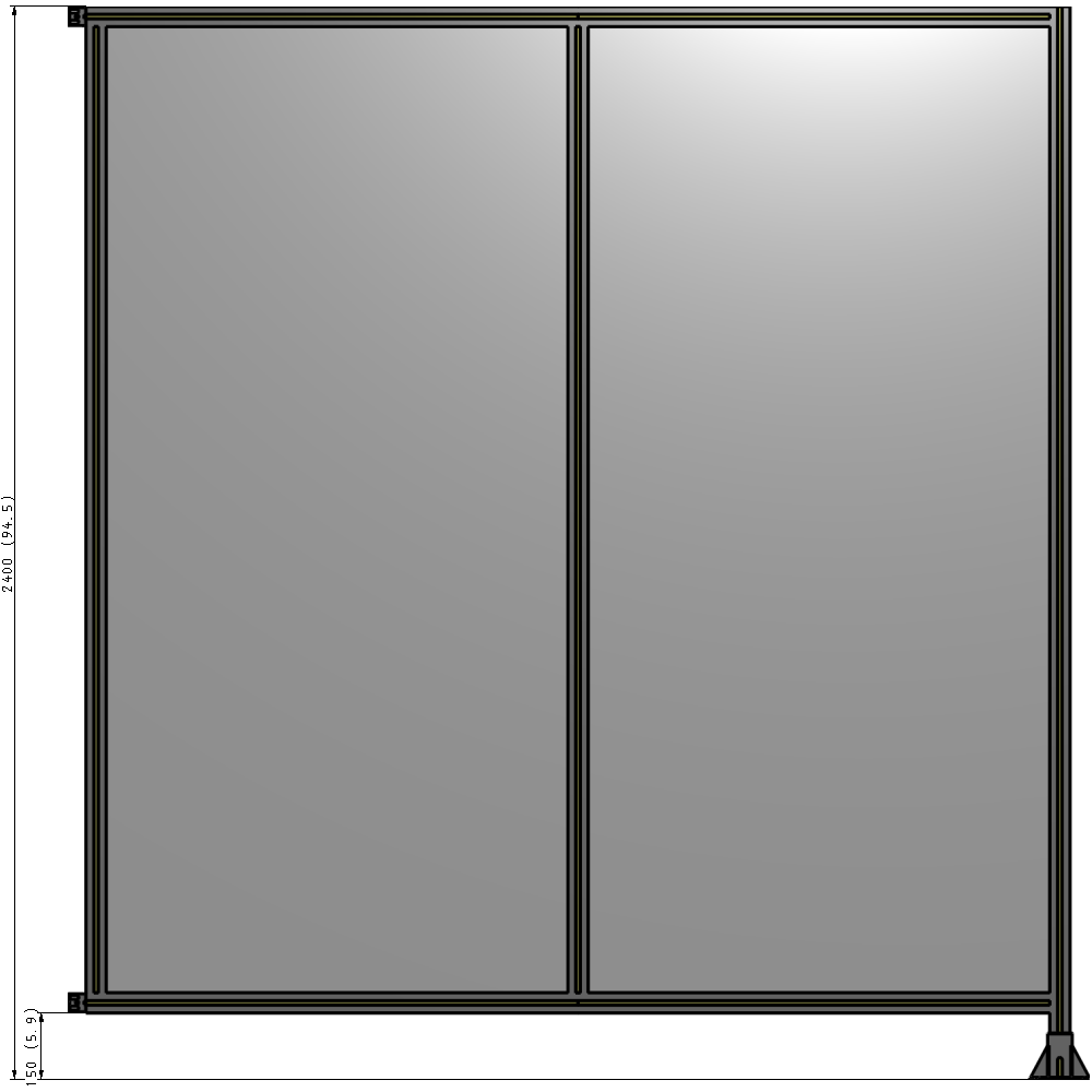 B2-2400-2200-0150-HYPFA DOUBLE PANEL-LEG ON RIGHT, HINGE ON LEFT 2400MM X 2200MM  1/4" POLYCARBONATE, AS A KIT