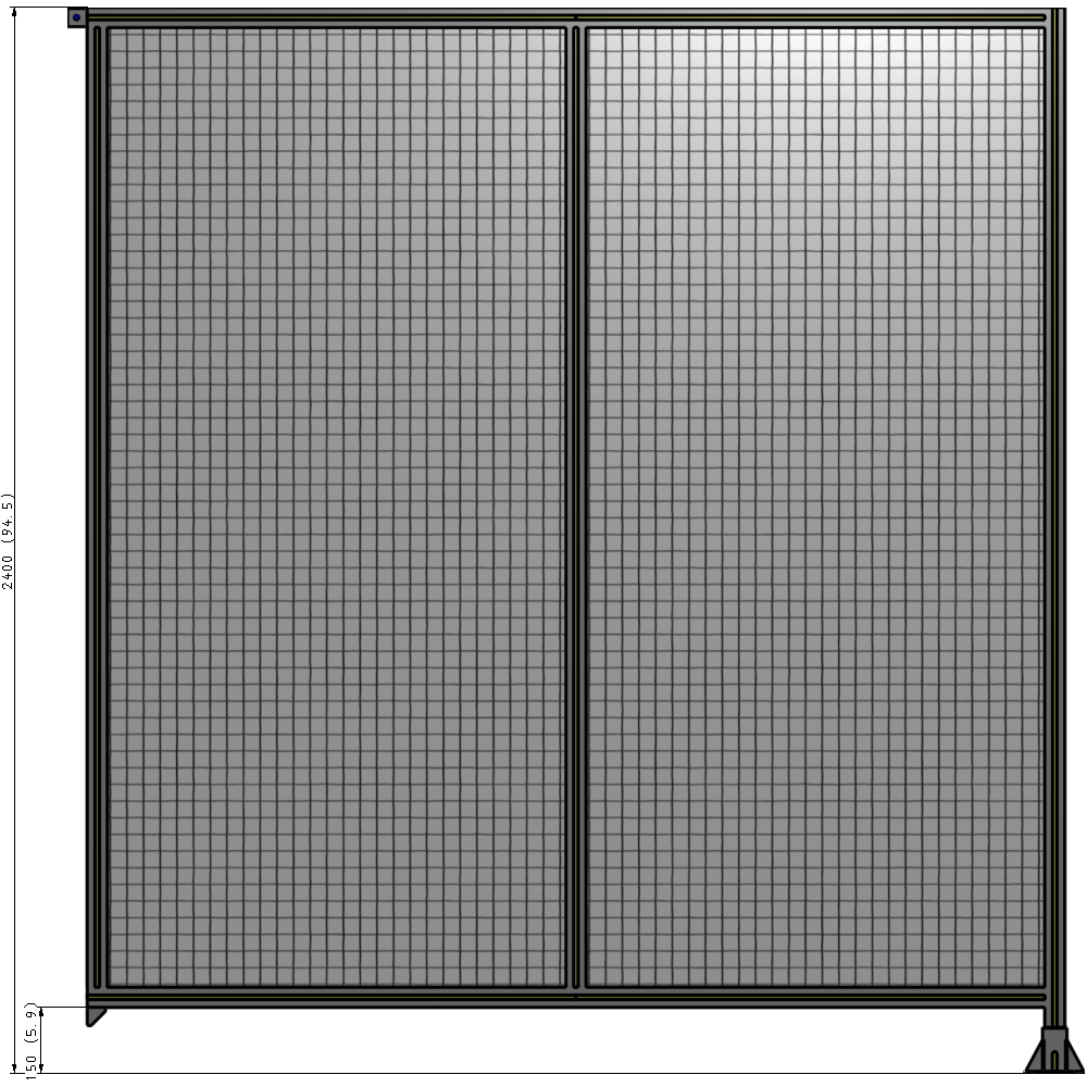 B2-2400-2200-0150-TYMFK DOUBLE PANEL-LEG ON RIGHT, TIE PLATE AND ANGLE ON LEFT 2400MM X 2200MM  1" MESH, FULLY ASSEMBLED