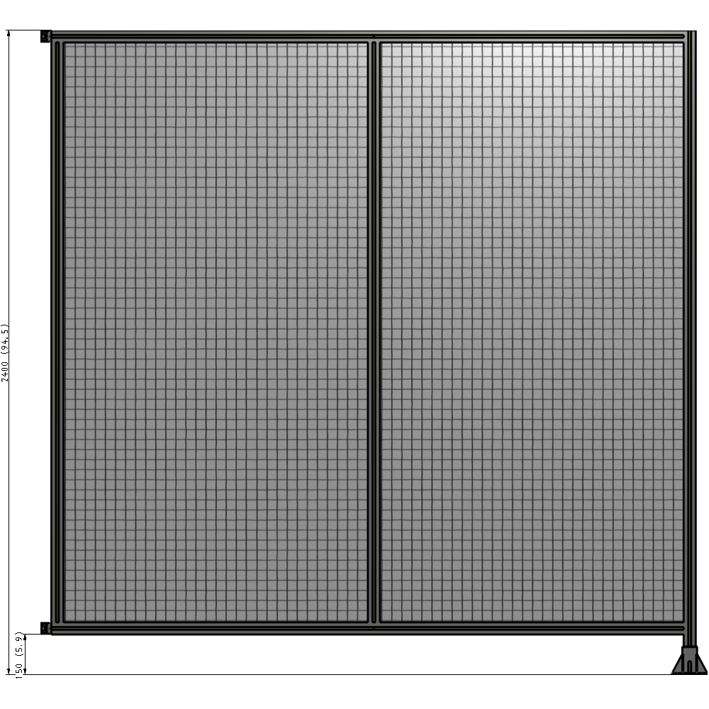 B2-2400-2400-0150-HYMFK DOUBLE PANEL-LEG ON RIGHT, HINGE ON LEFT 2400MM X 2400MM  1" MESH, FULLY ASSEMBLED