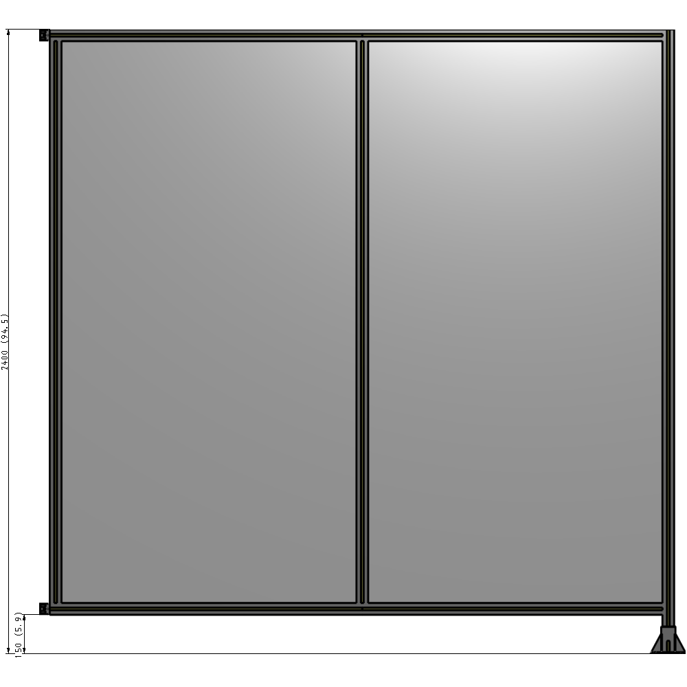B2-2400-2400-0150-HYPFK DOUBLE PANEL-LEG ON RIGHT, HINGE ON LEFT 2400MM X 2400MM  1/4" POLYCARB, ASSEMBLED