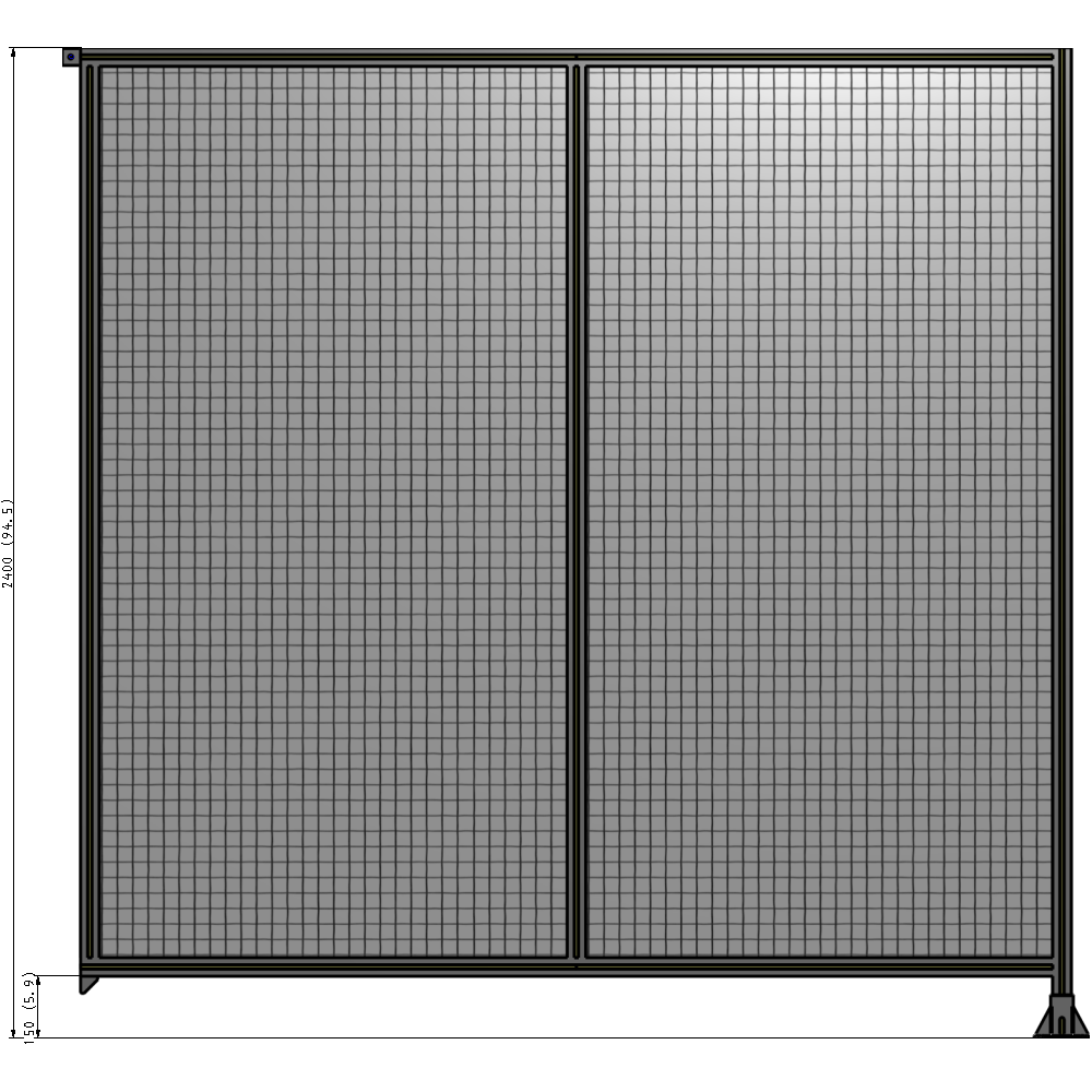 B2-2400-2400-0150-TYMFA DOUBLE PANEL-LEG ON RIGHT, TIE PLATE AND ANGLE ON LEFT 2400MM X 2400MM  1" MESH, FULLY ASSEMBLED
