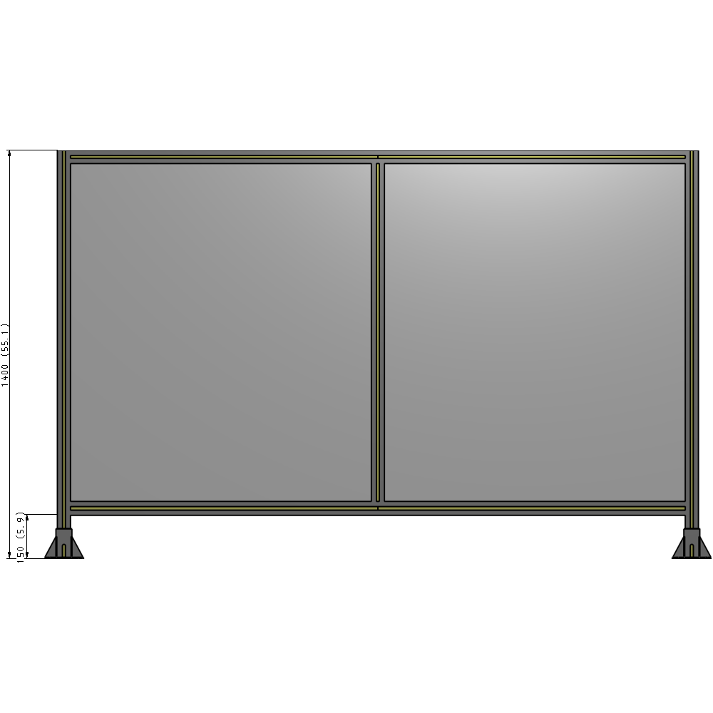 B3-1400-2200-0150-ZYPFA DOUBLE PANEL-LEG ON EACH SIDE  1400MM X 2200MM  1/4" POLYCARBONATE, FULLY ASSEMBLED