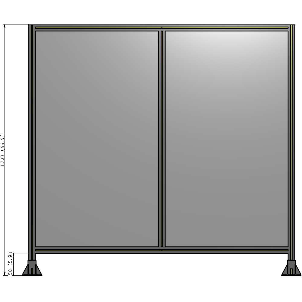 B3-1700-1800-0150-ZYPFA DOUBLE PANEL-LEG ON EACH SIDE  1700MM X 1800MM  1/4" POLYCARBONATE, AS A KIT