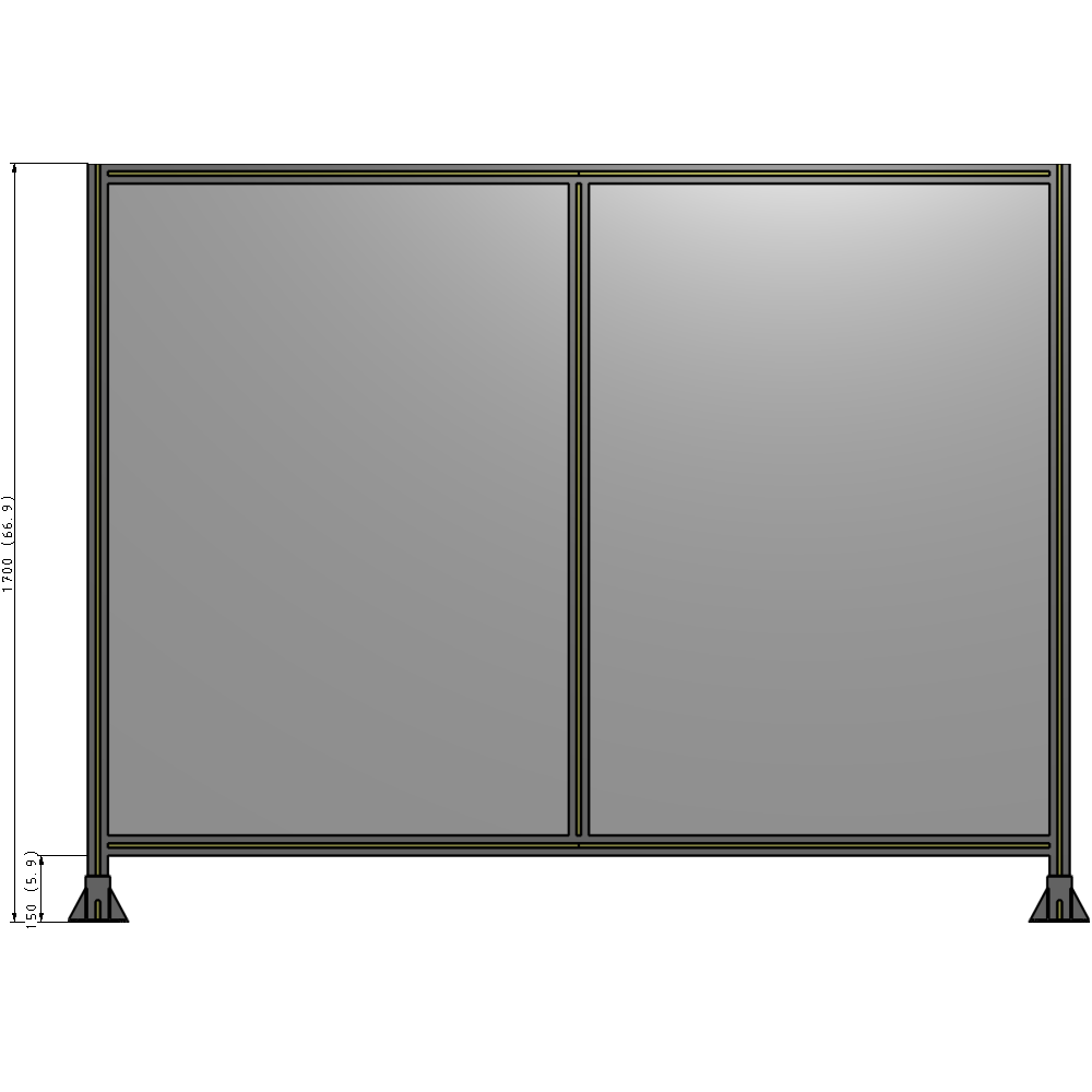 B3-1700-2200-0150-ZYPFA DOUBLE PANEL-LEG ON EACH SIDE  1700MM X 2200MM  1/4" POLYCARBONATE, AS A KIT