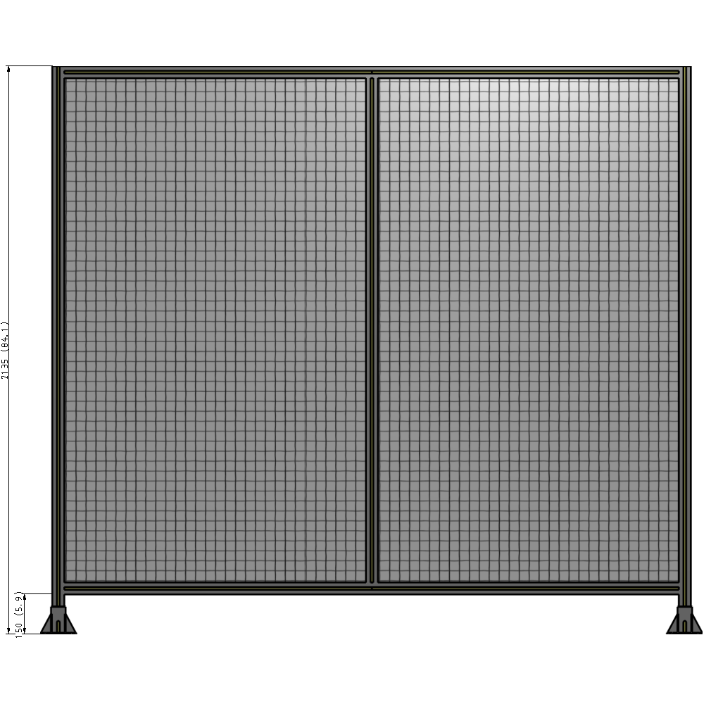 B3-2135-2400-0150-ZYMFA DOUBLE PANEL-LEG ON EACH SIDE  2135MM X 2400MM  1" MESH, FULLY ASSEMBLED