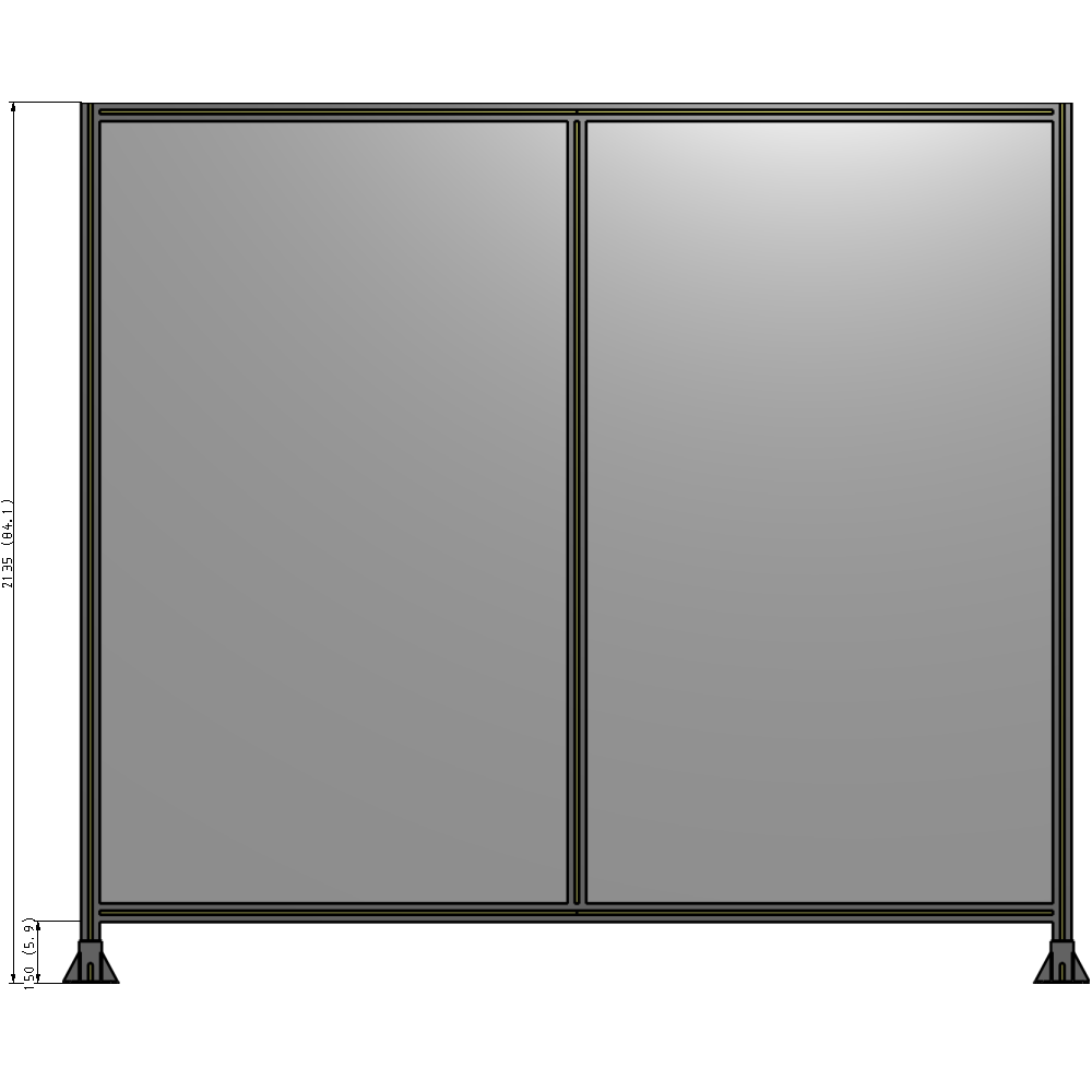 B3-2135-2400-0150-ZYPFK DOUBLE PANEL-LEG ON EACH SIDE 2135MM X 2400MM  1/4" POLYCARBONATE, AS A KIT