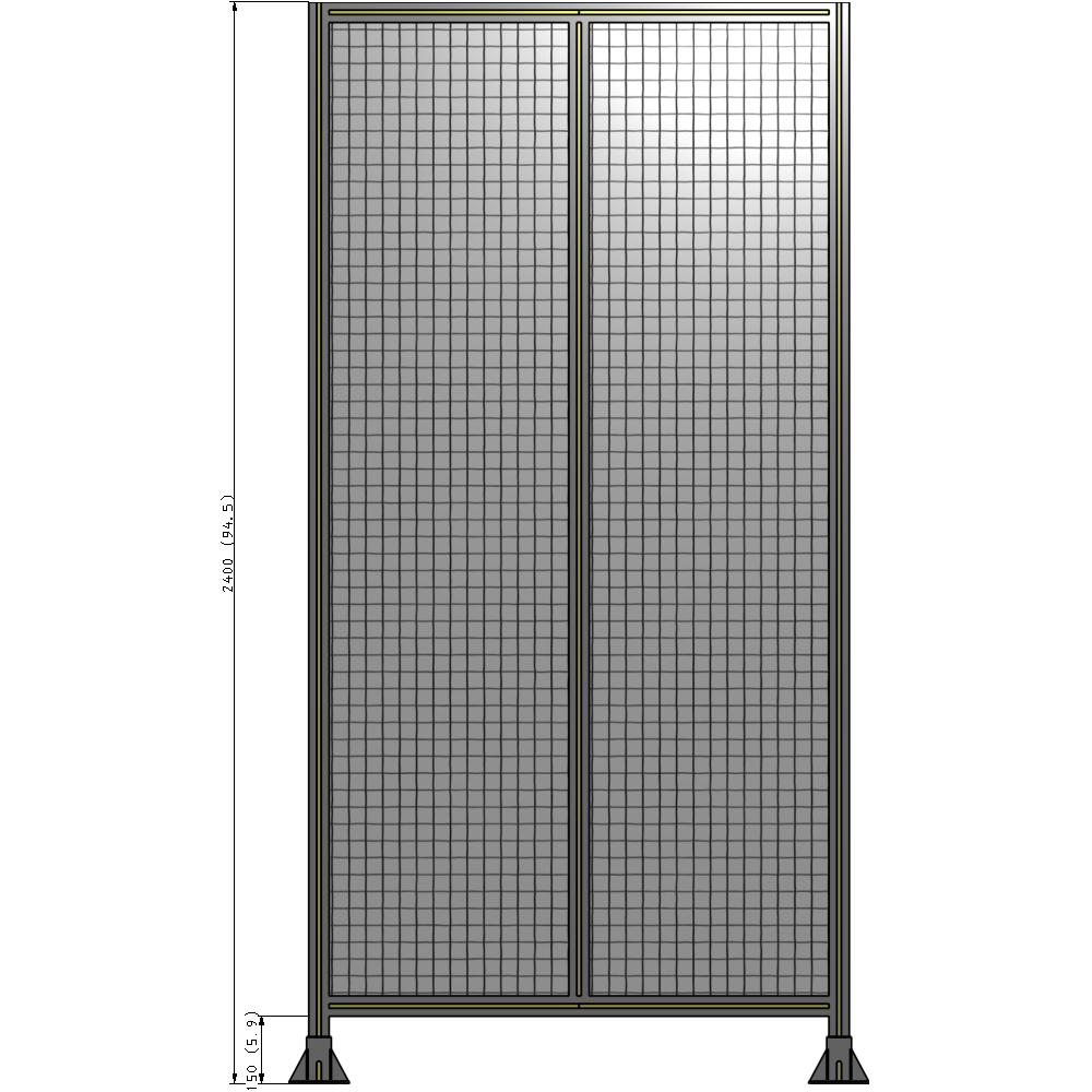 B3-2400-1200-0150-ZYMFA DOUBLE PANEL-LEG ON EACH SIDE  2400MM X 1200MM  1" MESH, FULLY ASSEMBLED