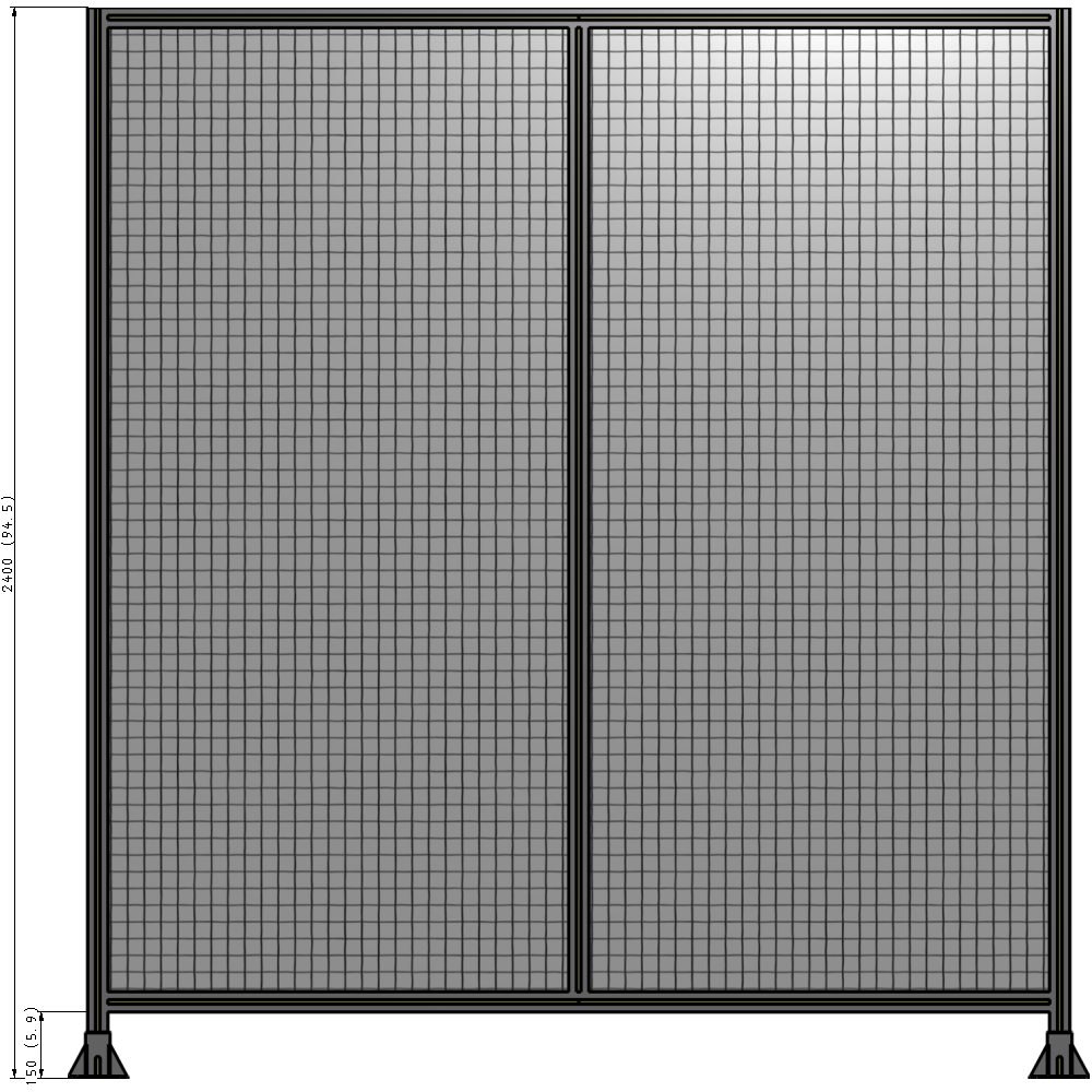 B3-2400-2200-0150-ZYMFA DOUBLE PANEL-LEG ON EACH SIDE  2400MM X 2200MM  1" MESH, FULLY ASSEMBLED