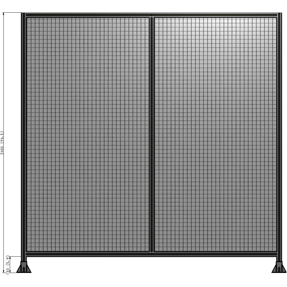 B3-2400-2400-0150-ZYMFK DOUBLE PANEL-LEG ON EACH SIDE 2400MM X 2400MM  1" MESH, FULLY ASSEMBLED